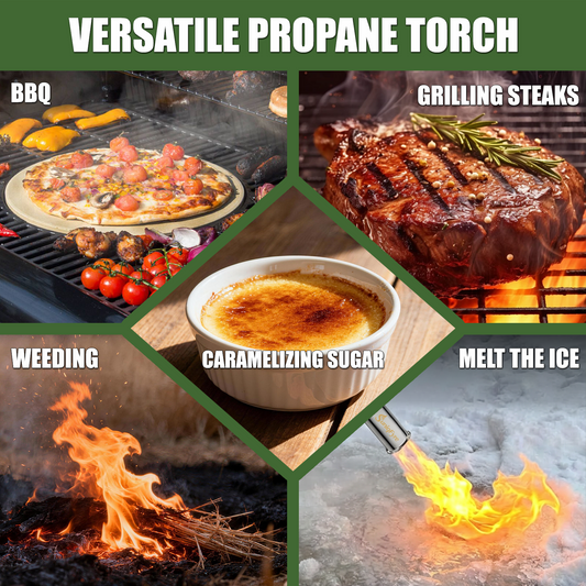 Powerful Propane Torch Gun with Adjustable Flame, Blow Torch Flamethrower Gas Welding Kit for BBQ, Searing Steak, Camping & Charcoal Torch Lighter (Tank Not Included)