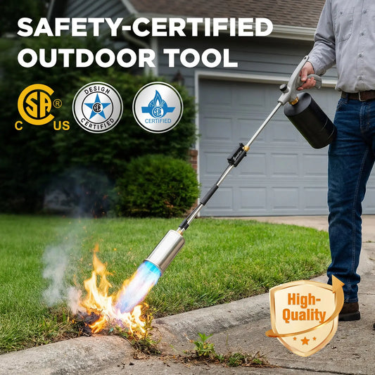 Weed Torch - Propane Torch Weed Burner with Detachable Long Arm, Rubber Grip & Flame Control Valve for Garden, Snow Road, Roofing, Outdoor (Propane Tank Not Included) Suniqfyre