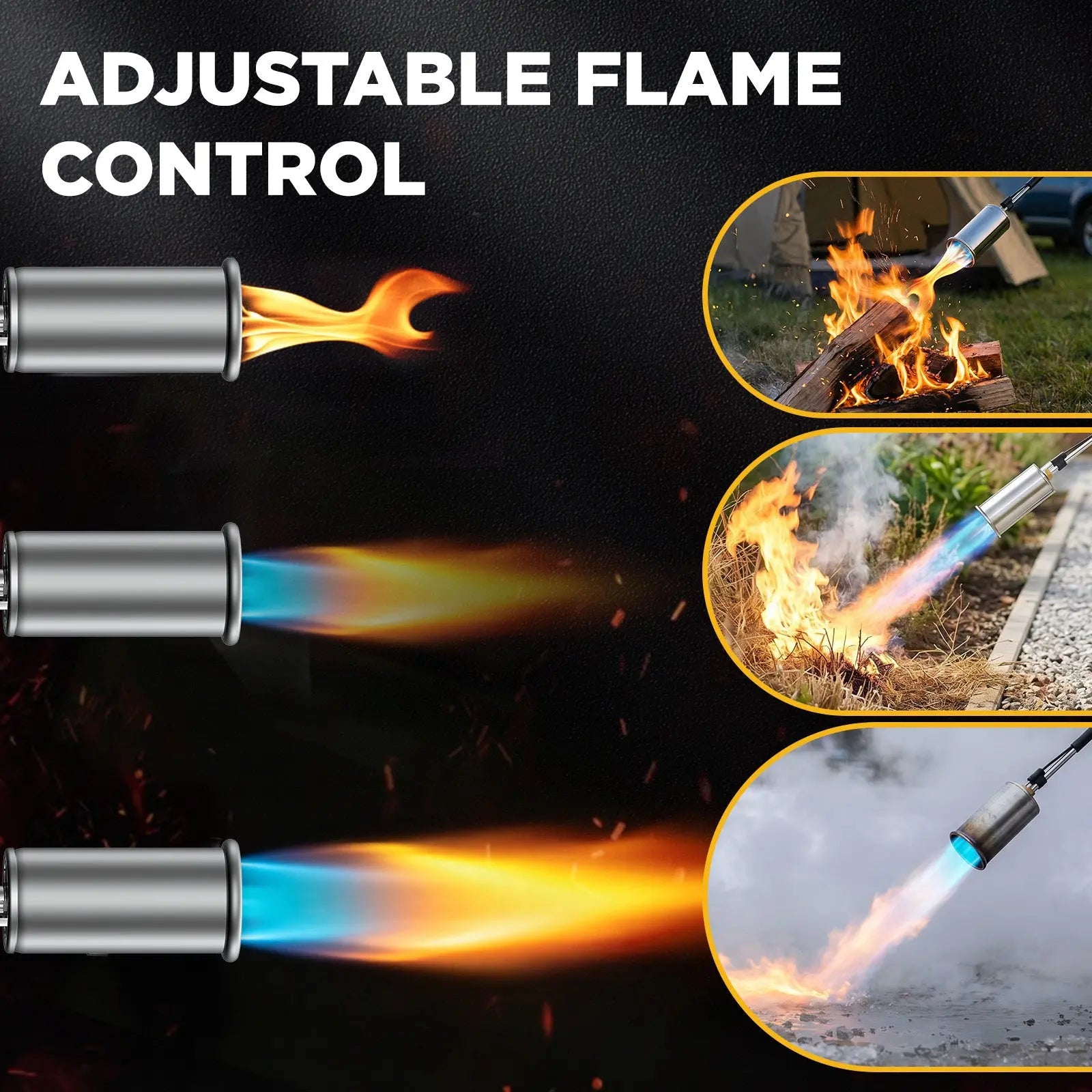 Weed Torch - Propane Torch Weed Burner with Detachable Long Arm, Rubber Grip & Flame Control Valve for Garden, Snow Road, Roofing, Outdoor (Propane Tank Not Included) Suniqfyre