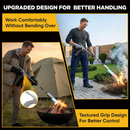 Weed Torch - Propane Torch Weed Burner with Detachable Long Arm, Rubber Grip & Flame Control Valve for Garden, Snow Road, Roofing, Outdoor (Propane Tank Not Included) Suniqfyre