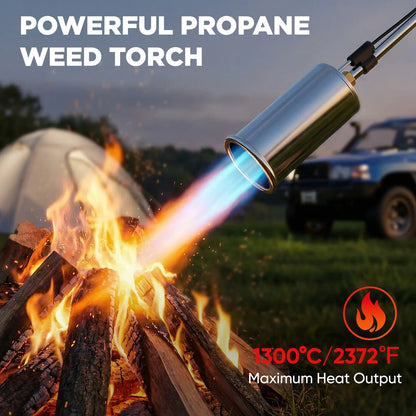 Weed Torch - Propane Torch Weed Burner with Detachable Long Arm, Rubber Grip & Flame Control Valve for Garden, Snow Road, Roofing, Outdoor (Propane Tank Not Included) Suniqfyre