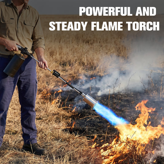 Propane Torch Weed Burner - Adjustable Flame Weed Burner with Detachable Handle & Piezo Trigger Self Igniting for Garden, Wood, Ice, Snow, Melting(Propane Tank Not Included)