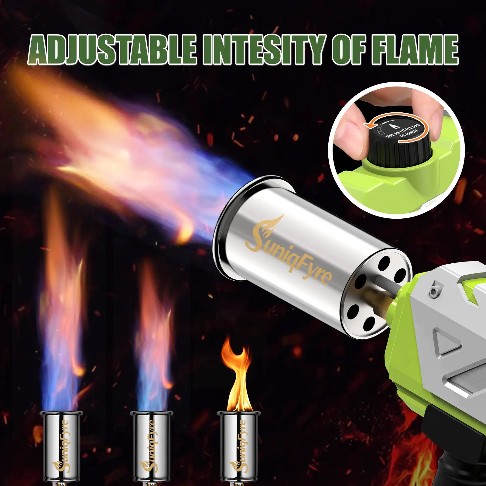 Powerful Propane Torch Gun with Adjustable Flame, Blow Torch Flamethrower Gas Welding Kit for BBQ, Searing Steak, Camping & Charcoal Torch Lighter (Tank Not Included) Suniqfyre