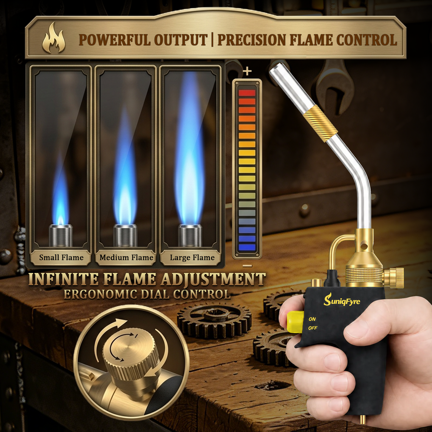 High-Intensity Propane Torch Head, Upgraded 10,000 BTU Trigger Start Gas Torch with Flame Lock&Built-in Pressure Valve, 360° All-Angle Burn CGA600 Plumbing Torch for Soldering, CSA Certified