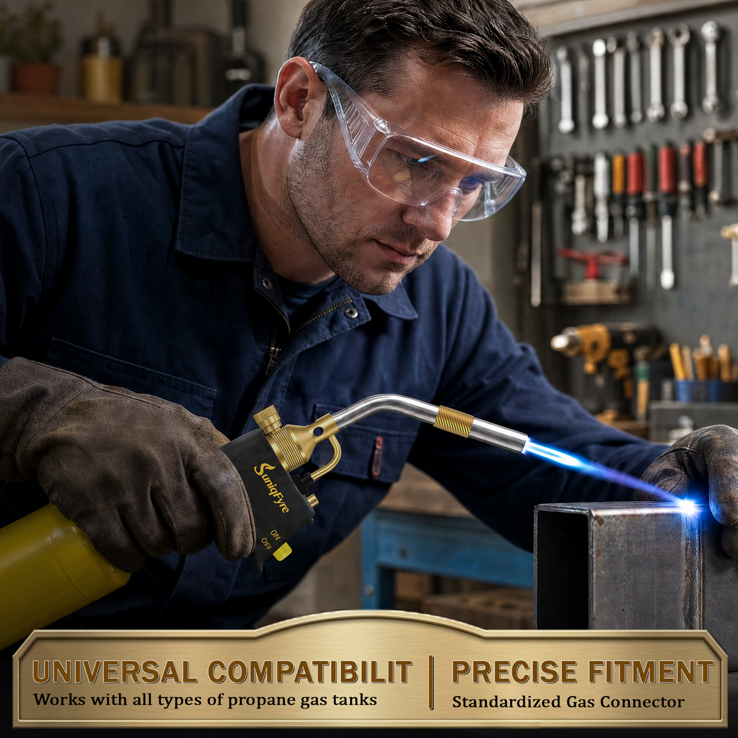 High-Intensity Propane Torch Head, Upgraded 10,000 BTU Trigger Start Gas Torch with Flame Lock&Built-in Pressure Valve, 360° All-Angle Burn CGA600 Plumbing Torch for Soldering, CSA Certified