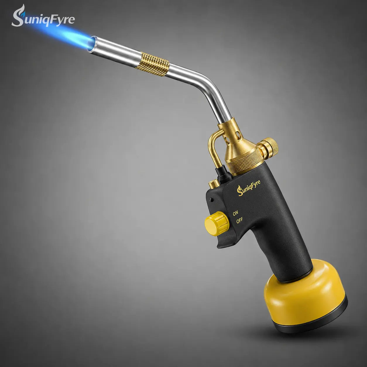 High-Intensity Propane Torch Head, Upgraded 10,000 BTU Trigger Start Gas Torch with Flame Lock & Built-In Pressure Valve, 360° All-Angle Burn CGA600 Plumbing Torch for Soldering, CSA Certified Suniqfyre