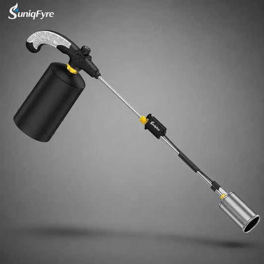 Weed Torch - Propane Torch Weed Burner with Detachable Long Arm, Rubber Grip & Flame Control Valve for Garden, Snow Road, Roofing, Outdoor (Propane Tank Not Included) Suniqfyre